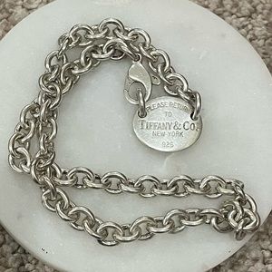 Authentic Return to Tiffany Oval Tag Necklace 15.5” Sterling Silver